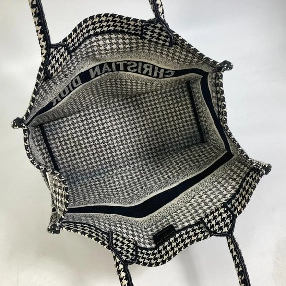 Auth Dior M1296ZTQT_M911 Houndstooth Book Tote Medium Logo Shoulder Bag Tote Bag - Picture 5 of 14